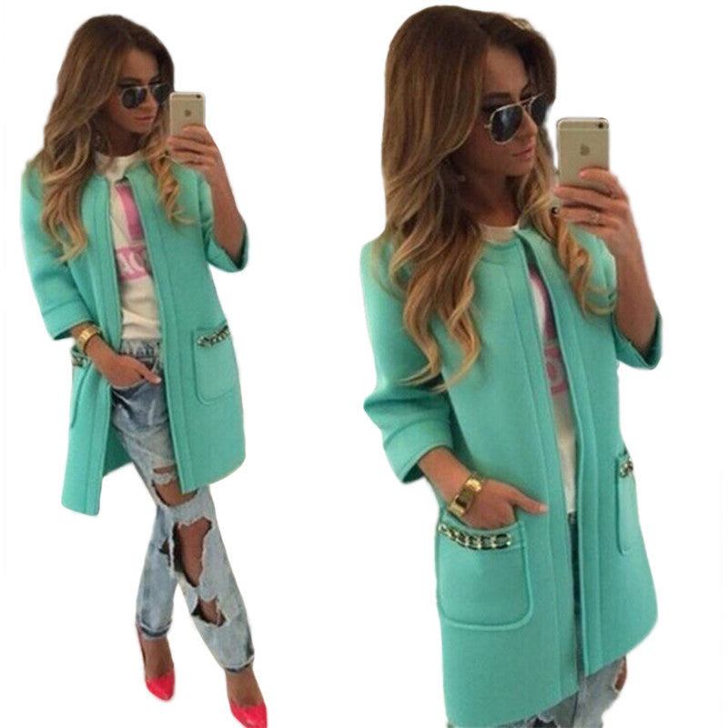 2017 Autumn Women Long Coat Open Stitch Trench Coat for Women Fashion Chaquetas Mujer Trench
