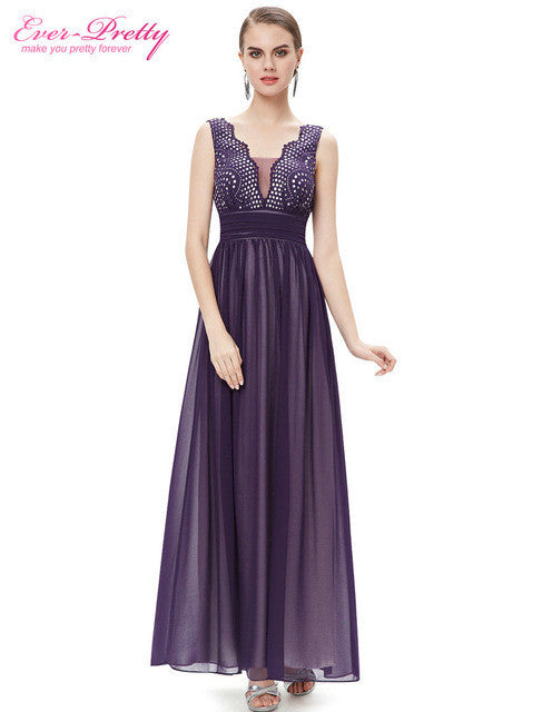 Evening Dresses Ever Pretty HE08019 Double V-neck Sequined Bust Ruched Waist Black Long 2017 vestidos