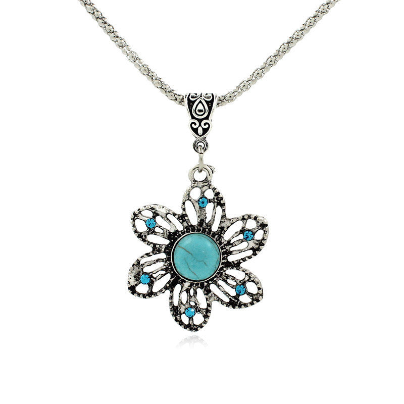 2017 Latest Popular Best-selling  Retro Bohemian Fine Sunflowers Turquoise  Pendants