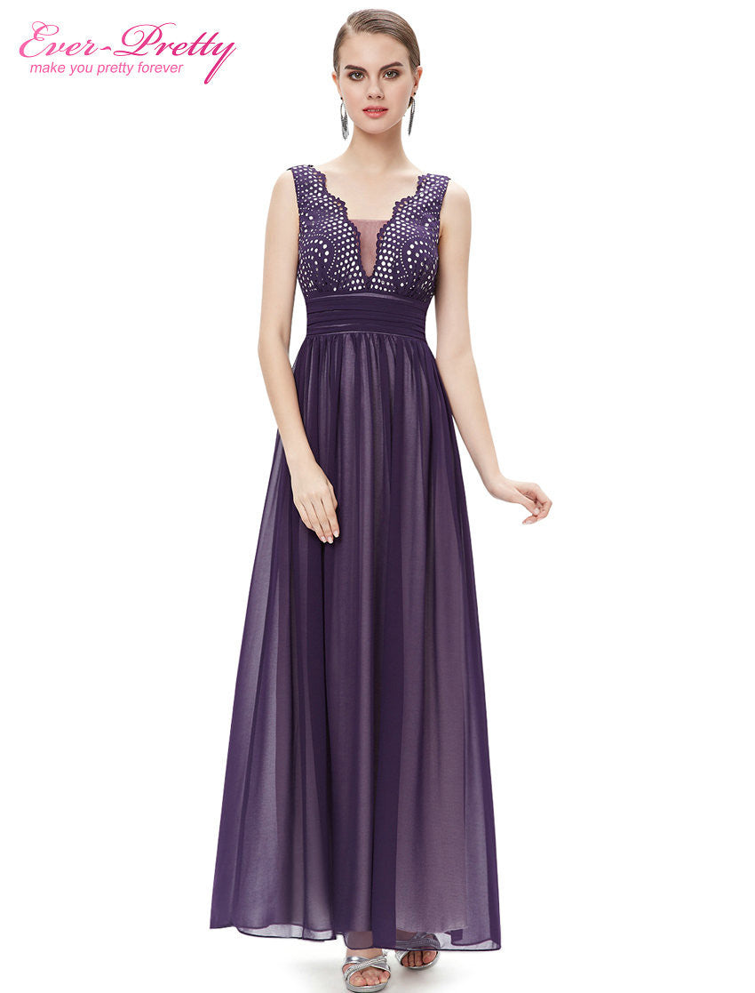 Evening Dresses Ever Pretty HE08019 Double V-neck Sequined Bust Ruched Waist Black Long 2017 vestidos